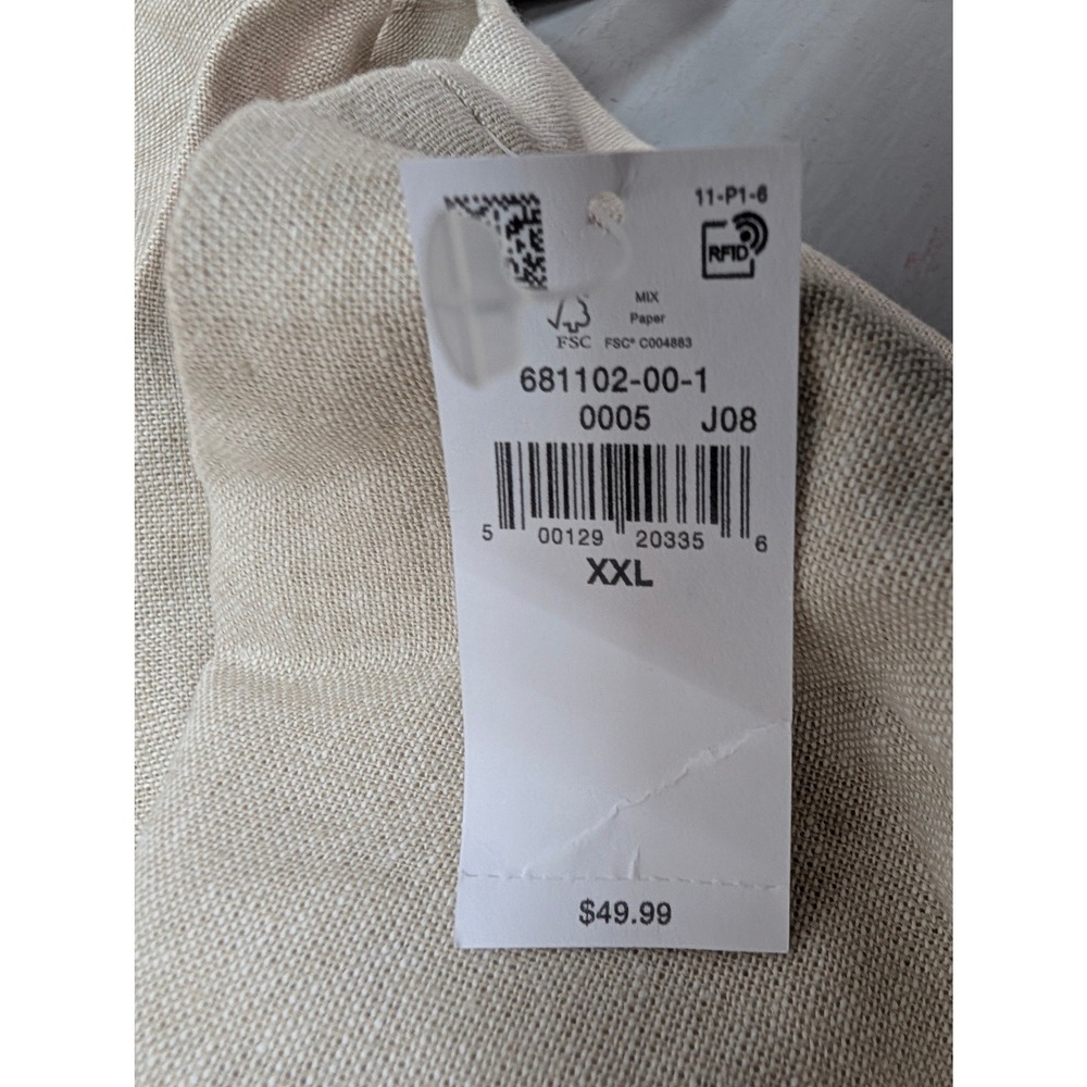 Old Navy Notch Neck Flax Linen Midi Dress Smocked Tan Flare Pleated Sz 2XL NWT - Picture 9 of 12